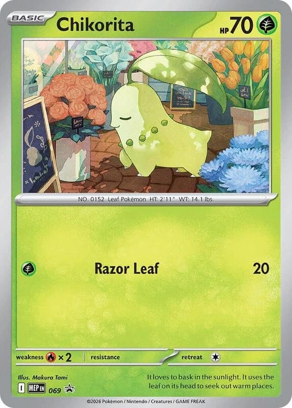 Chikorita (Cosmos Holo) - Mega Evolution Black Star Promos 069/070 - Resim 1