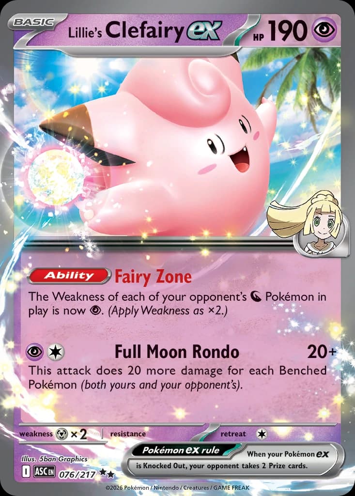 Lillie's Clefairy ex - Ascended Heroes 076/217 - Resim 1