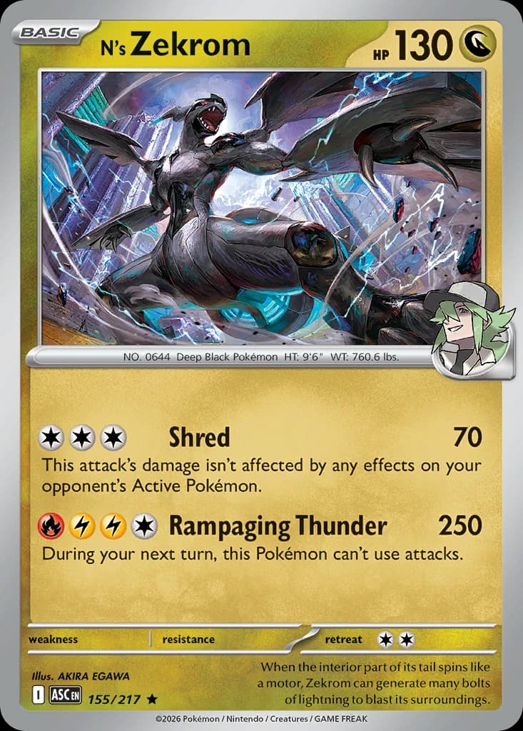 N's Zekrom - Ascended Heroes 155/217 - Resim 1