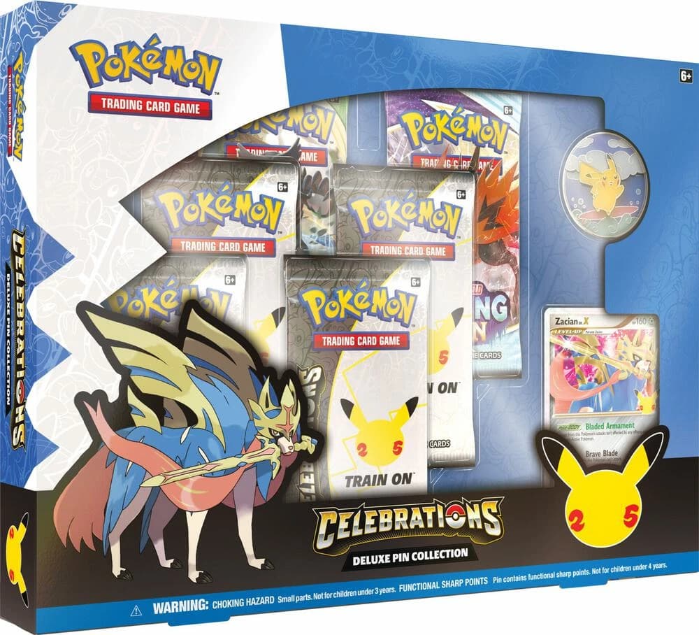 Pokemon TCG Celebrations Deluxe Pin Collection - Zacian LV. X (25. Yıl) - Resim 1